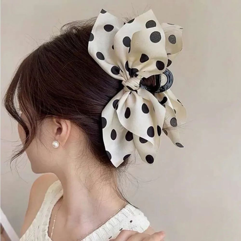 Polka Dot Hair Bow Clip N1455